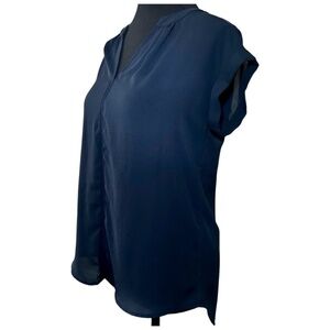 Philosophy Pullover Navy Blue Sleeveless Sheer Top Blouse, V-Neck, Size XS